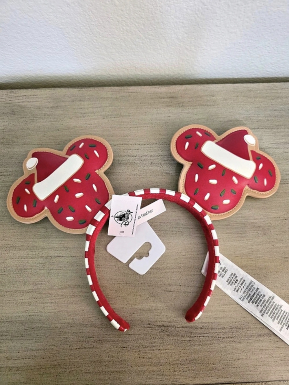 Disney Parks Christmas Cookie Mickey Ear Headband Red & White